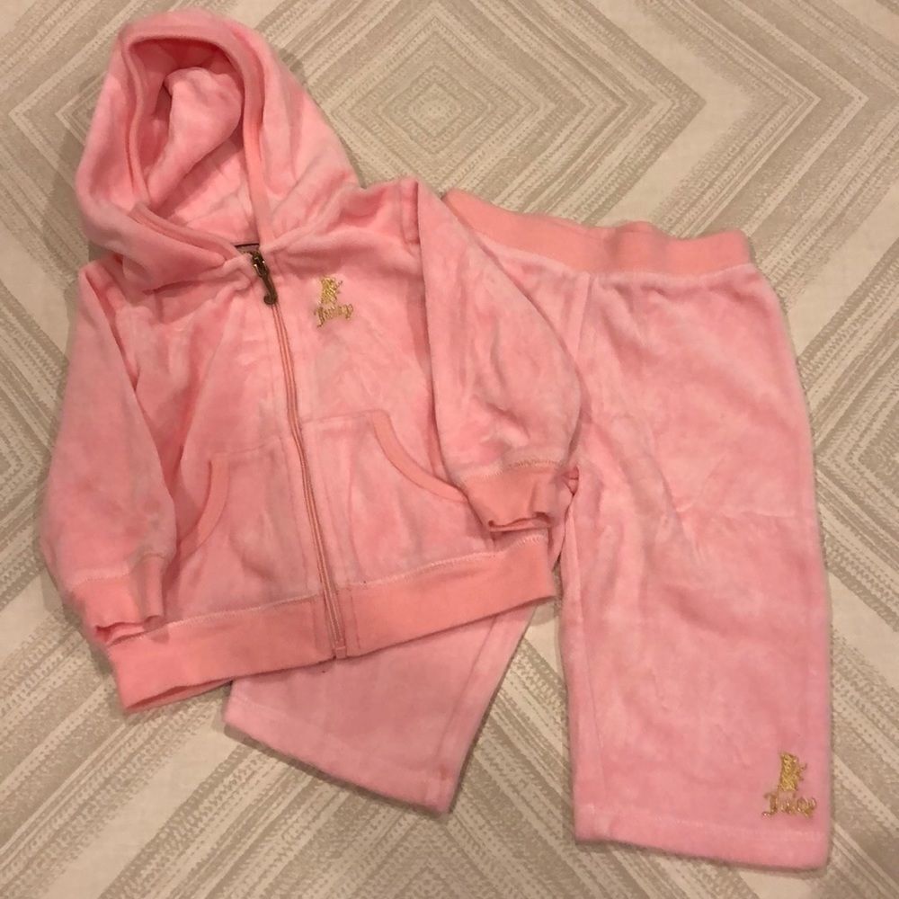 Juicy Couture Baby Velour Pink Hoodie and Pants Size 12M